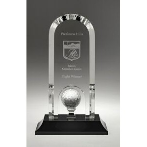 Medium Optical Crystal Optima Golf Award w/Black Base