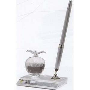 Optical Crystal Apple Pen Set w/Pearl White Pen