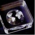 Optic Crystal World Paperweight w/Silver Trim