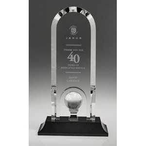 Large Optical Crystal Optima Golf Award w/Black Base
