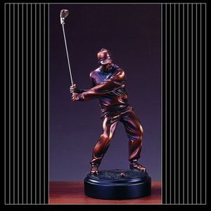 Copper Finish Male Golfer Trophy w/Golf Swing (4"x9")