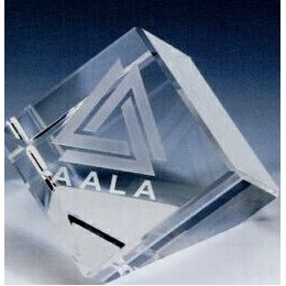 Medium Crystal Cube Paper Weight w/Triangle Bottom