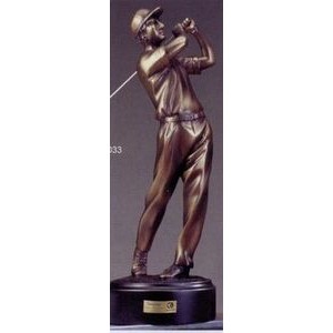 Third Place Golfer Trophy w/Golf Back Swing & Bronze Finish (4