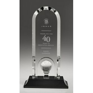Small Optical Crystal Optima Golf Award w/Black Base