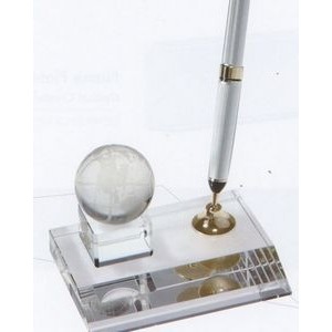 Optical Crystal Globe Set w/Pearl Black Pen