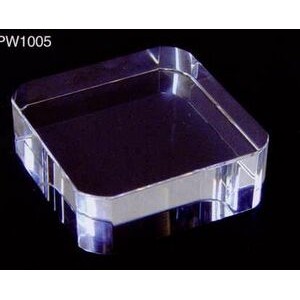Optic Crystal Rounded Corner Square Paperweight