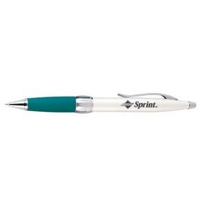 Silver Ballpoint Pen w/Teal Green Grip