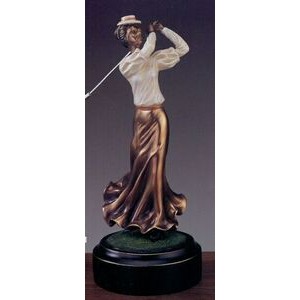 Vintage Lady Golfer Trophy w/Round Base (4.5