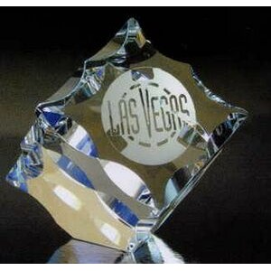 Optic Crystal Scallop Cube Paperweight