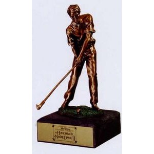 Copper Coated Male Golfer Figure Award w/Attached Stone Base