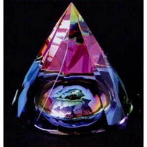 Optic Crystal Rainbow Faceted Cone Paperweight w/Dome