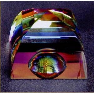 Optic Crystal Mystic Rainbow Pyramid Paperweight w/Dome (2"x2½")