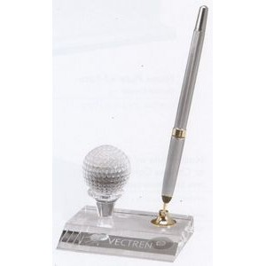 Optical Crystal Golf Ball Pen Set w/Pearl Black Pen