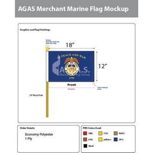 Merchant Marine Stick Flags 12x18 inch