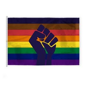 10 ' x 15 ' 1ply Nylon POC with fist flag Pride Deluxe Flag