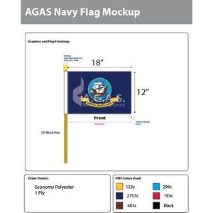 Navy Stick Flags 12x18 inch
