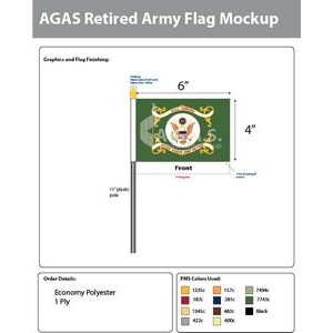 Army Retired Stick Flags 4x6 inch