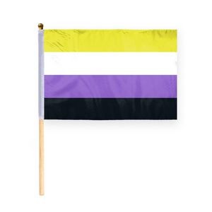 8''x12'' 1ply ePoly Non-Binary Pride Stick Flag (Printed)
