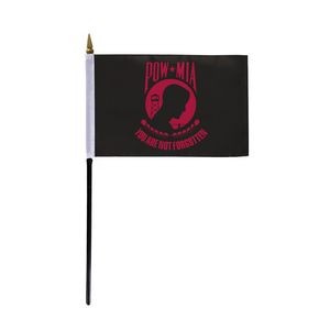 POW MIA Stick Flags 4x6 inch (black & red)