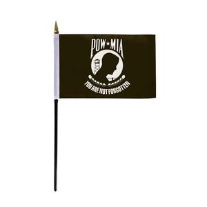 POW MIA Stick Flags 4x6 inch (black & white)