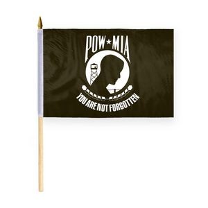 POW MIA Stick Flags 12x18 inch (black & white)