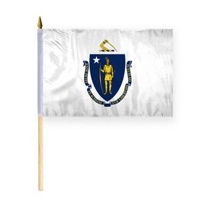 Massachusetts Stick Flags 12x18 inch