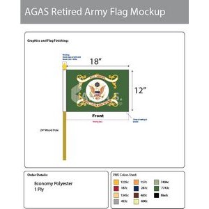 Army Retired Stick Flags 12x18 inch