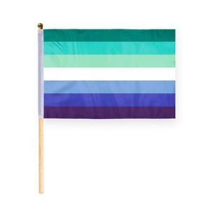 8''x12'' 1ply ePoly Gay Men Pride Stick Flag (Printed)