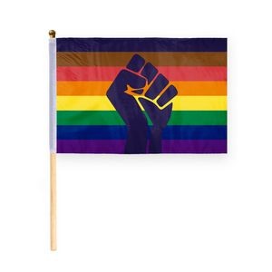 8''x12'' 1ply ePoly POC with fist flag Pride Stick Flag (Printed)