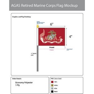 Marine Corps Retired Stick Flags 4x6 inch
