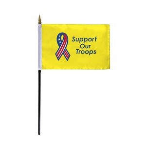 Support Our Troops Stick Flags 4x6 inch (yellow background)