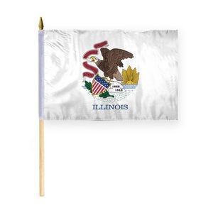Illinois Stick Flags 12x18 inch