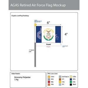 Air Force Retired Stick Flags 4x6 inch