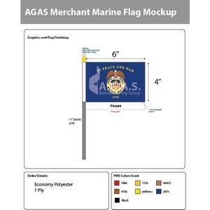 Merchant Marine Stick Flags 4x6 inch