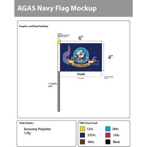 Navy Stick Flags 4x6 inch