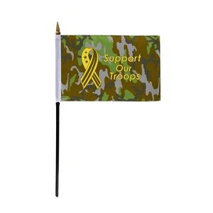 Support Our Troops Stick Flags 4x6 inch (camouflage background)