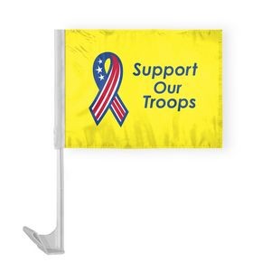 Support Our Troops Car Flags 10.5x15 inch Premium (yellow)