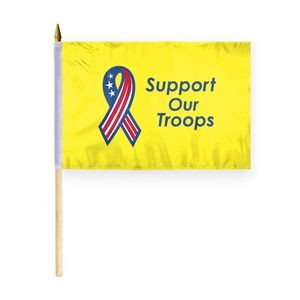 Support Our Troops Stick Flags 12x18 inch (yellow background)