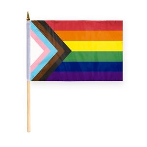 8''x12'' 1ply ePoly Progressive Pride Stick Flag (Printed)