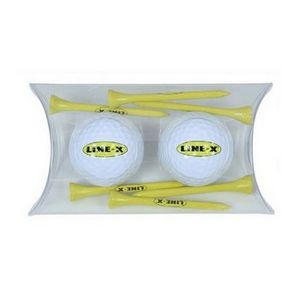 2 Ball Pillow Pack w/2 White Golf Balls & Six 2 3/4