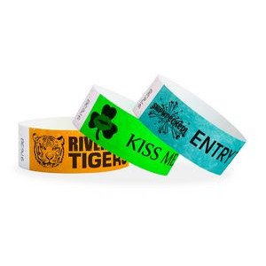 1" Tyvek® In-Stock Solid Color Wristbands with Black Imprint
