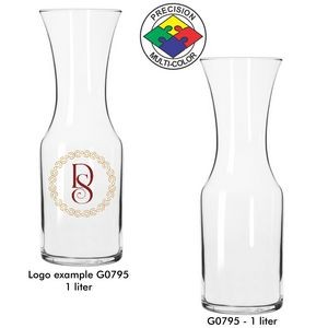 1 Liter Glass Flared Carafe/Decanter - Dishwasher Resistant - Precision Spot Color