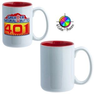 15oz El Grande Mug - 4 Color Process (White/Red Interior)