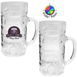 1 liter, 33 oz Dimpled Acrylic Plastic Beer Stein with Logo Panel (Full Color)
