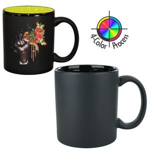 11oz 2 Tone Satin Hilo C-Handle Mug - 4 Color Process (Satin Black/Gloss Black)