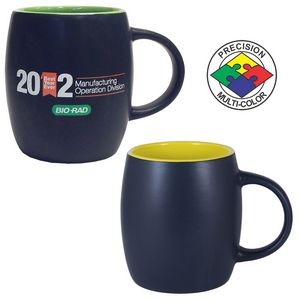 12oz Satin Black/Yellow Vero Robusto Barrel Mug - Dishwasher Resistant - Precision Spot Color
