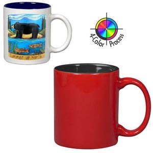 11oz Two-Tone C Handle Red/White Mug (4 Color Process)