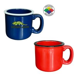 15oz Campfire Mug Red w/Black Rim - Dishwasher Resistant - Precision Spot Color