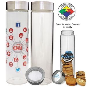 16 Oz. Clear Glass Water/Candy Cylinder Bottle (Screen Printed)