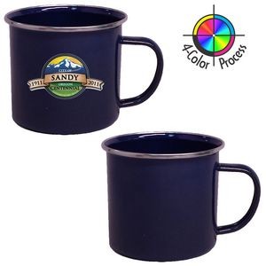 16oz Enameled Steel Cup with Stainless Rim (Screen Printed)